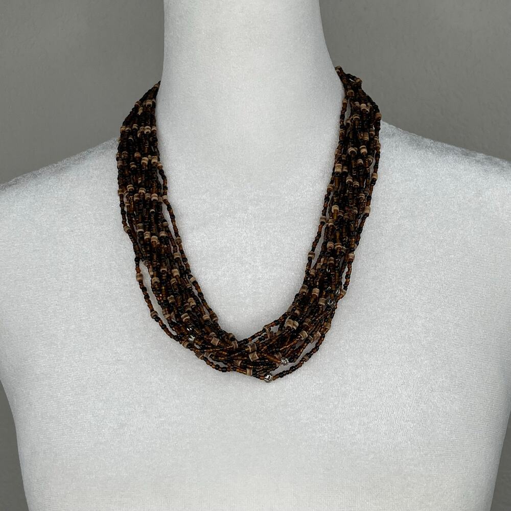 Peyote Bird Free Spirit Multi-Strand Beaded Layered Boho Necklace NWT Amber